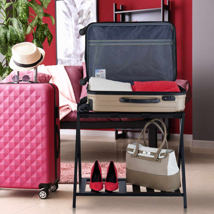 Black bamboo suitcase rack