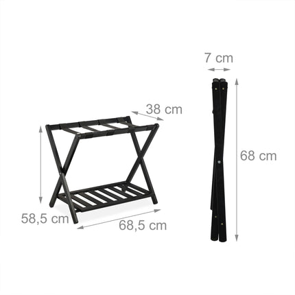 Black bamboo suitcase rack