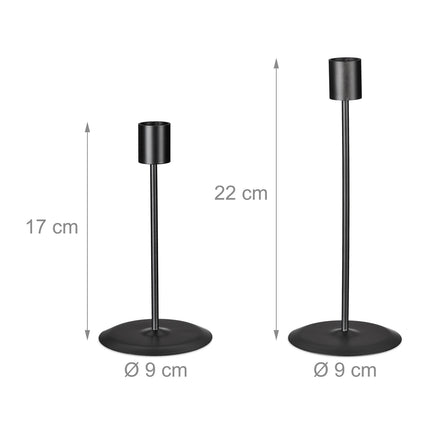 Black candle holder, set of 2