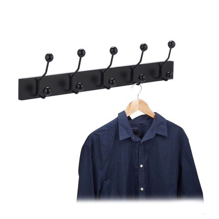 Black coat hanger with 5 hooks