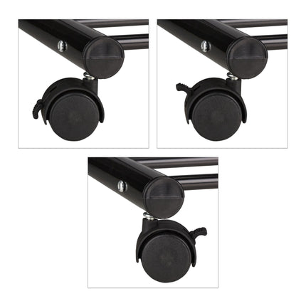 Black coat hanger with wheels