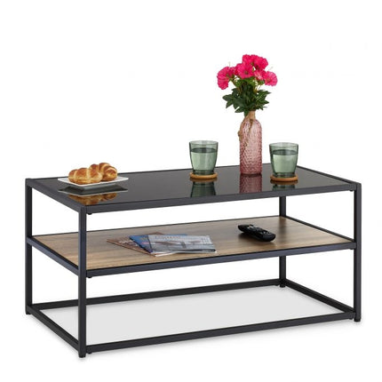 Black coffee table with glass top