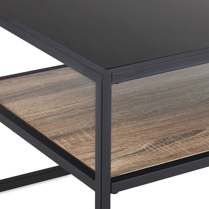 Black coffee table with glass top