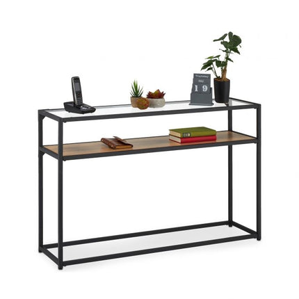 Black console table with 2 shelves