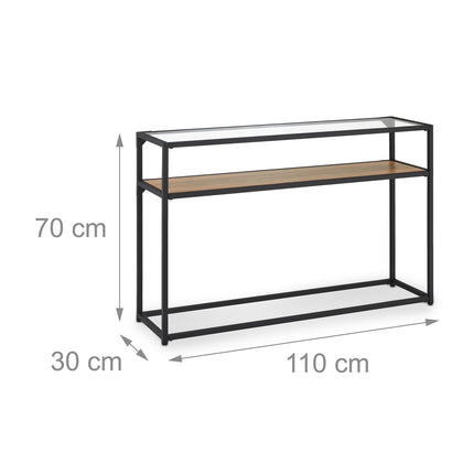 Black console table with 2 shelves