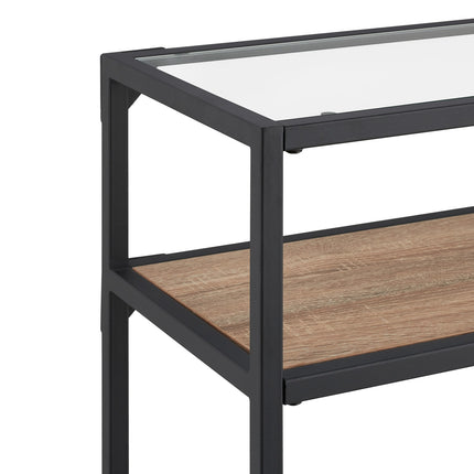 Black console table with 2 shelves