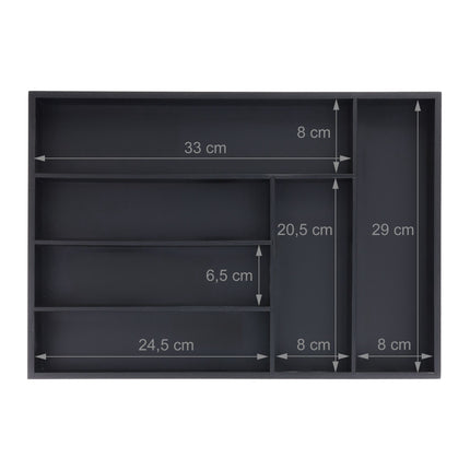 Black cutlery tray 6 compartments