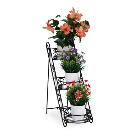 Black flower pedestal in metal