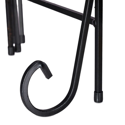 Black flower pedestal in metal