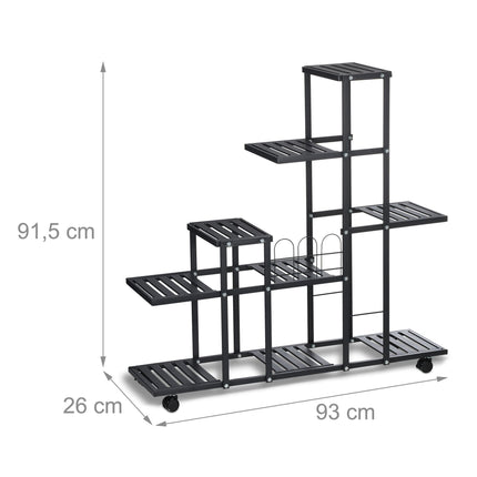 Black flower stand with wheels