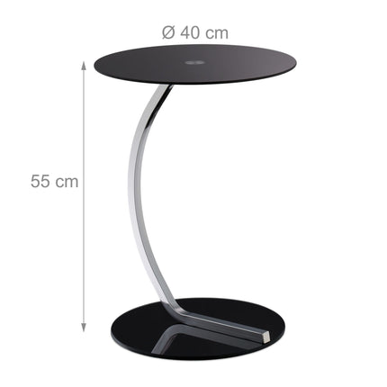 Black glass side table