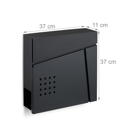 Black mailbox with newspaper holder