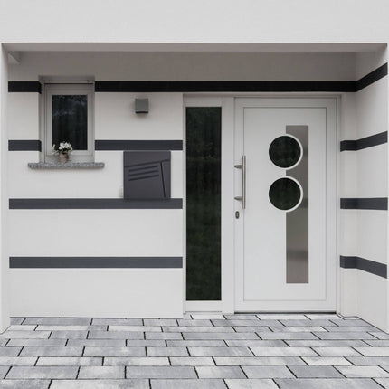 Black mailbox with newspaper holder