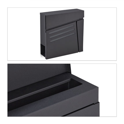 Black mailbox with newspaper holder