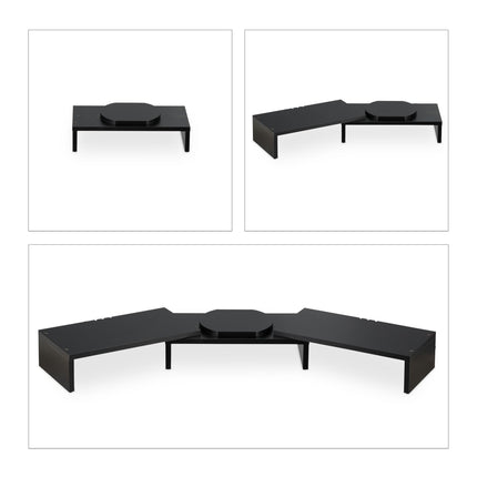Black monitor stand for 2 monitors