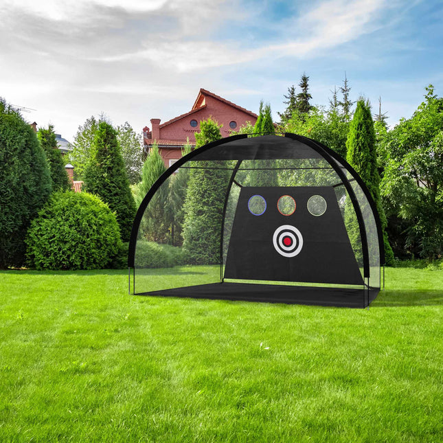 Black practice net for golf