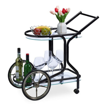 Black serving trolley with 2 levels
