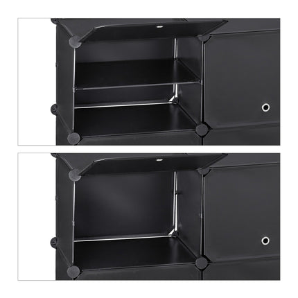 Black shoe cabinet with 12 compartments