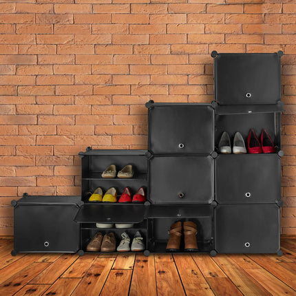 Black shoe cabinet with 24 compartments