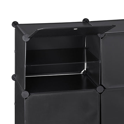 Black shoe cabinet with 24 compartments