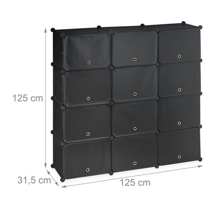 Black shoe cabinet with 24 compartments