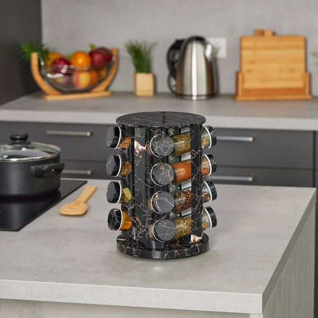 Black spice carousel in marble design