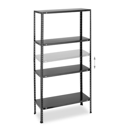 Black sturdy shelves with 4 levels