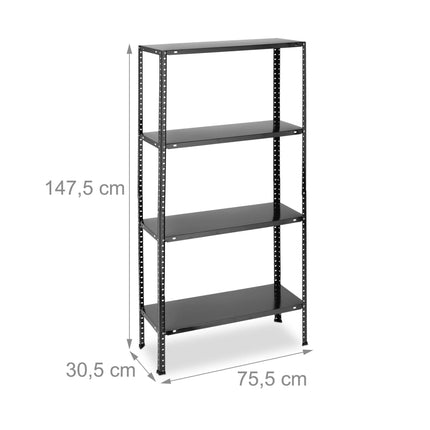 Black sturdy shelves with 4 levels