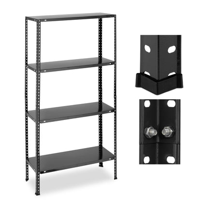 Black sturdy shelves with 4 levels
