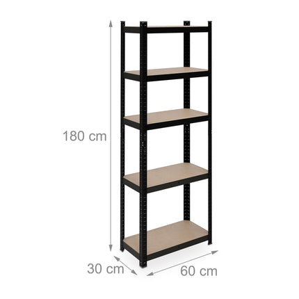 Black sturdy shelves with 5 levels