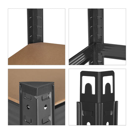 Black sturdy shelves with 5 levels