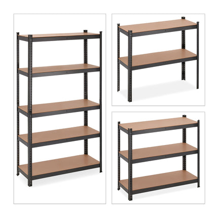 Black sturdy shelves with 5 levels