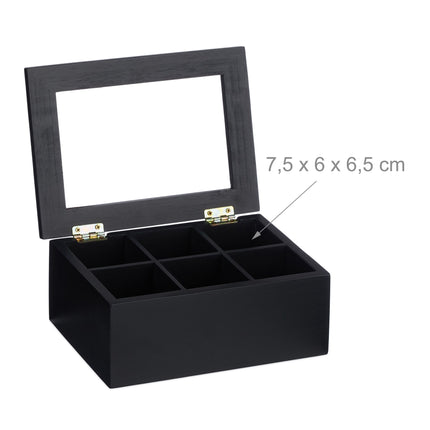 Black tea box with 6 compartments