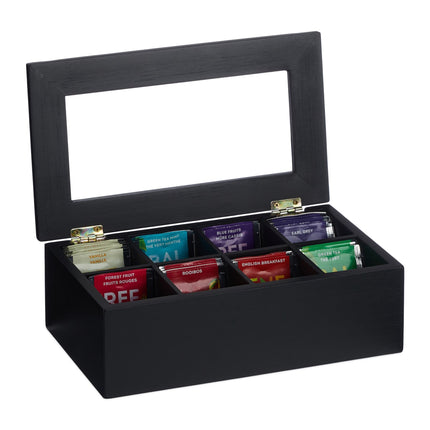 Black tea box with 8 compartments