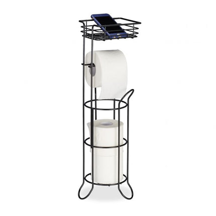 Black toilet paper holder standing