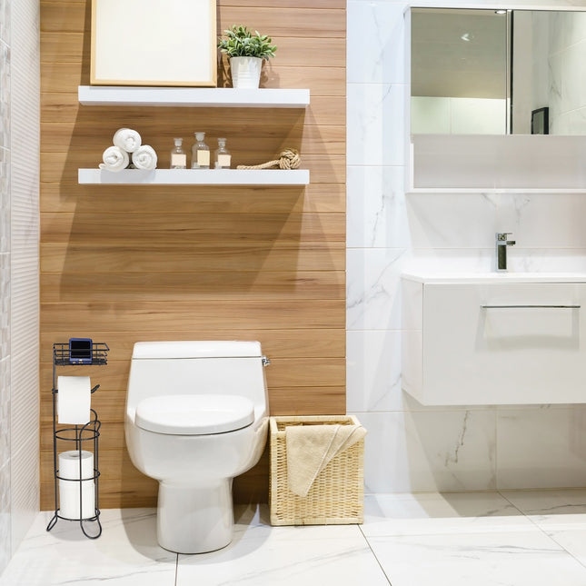 Zwarte toiletrolhouder staand
