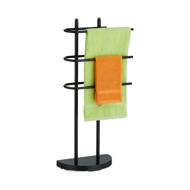 Black towel rail with 3 rails