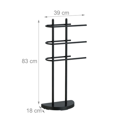 Black towel rail with 3 rails