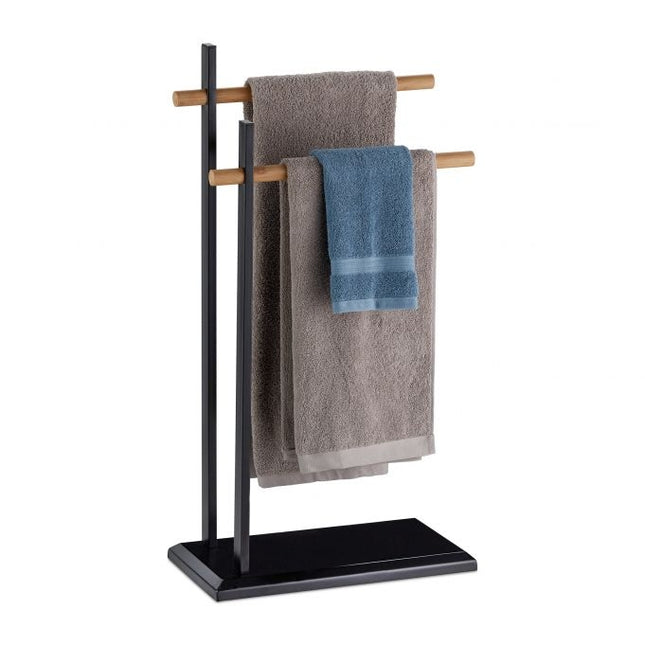 Black towel rail with two arms