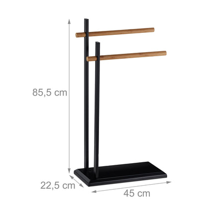 Black towel rail with two arms