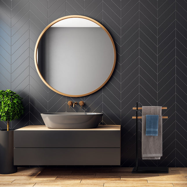 Black towel rail with two arms