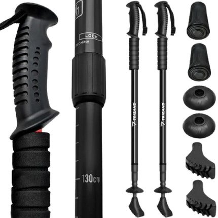 Black trekking poles + accessories - set of 2