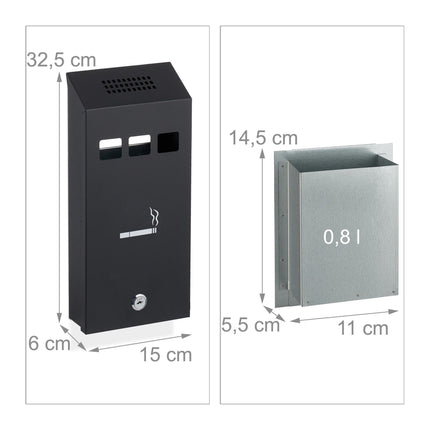 Black wall ashtray