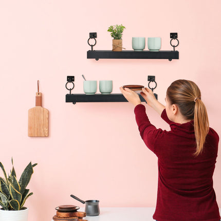 Black wall shelf in a set of 2