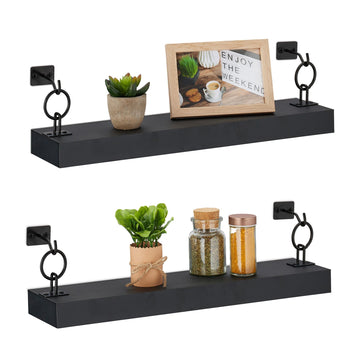 Black wall shelf in a set of 2