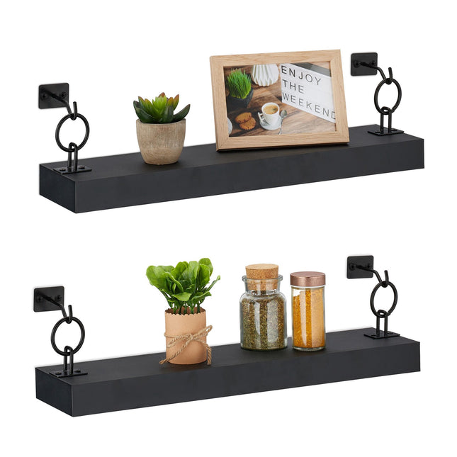 Black wall shelf in a set of 2