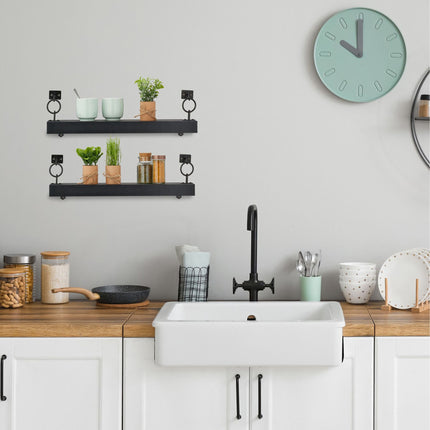 Black wall shelf in a set of 2