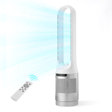 Bladeless Tower Fan, 65 Oscillating, Remote, 8h Timer