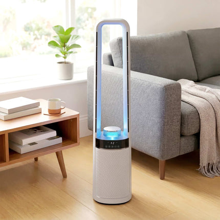 Bladeless Tower Fan with Remote, 45 Oscillation, Timer
