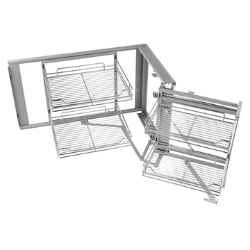 Blind Corner Pull-Out Organizer, 18-Inch, 4-Basket, Chrome Steel